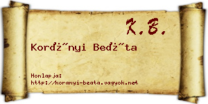 Korányi Beáta névjegykártya