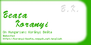 beata koranyi business card